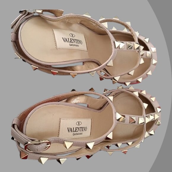 VALENTINO GARAVANI ROCKSTUD MATTE PINK NUDE W/BOX CAGE PUMPS EUR 38 US 7.5 - Picture 9 of 12